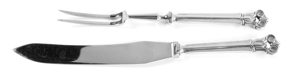 Monica (Sterling) Large 2-Piece Roast Carving Set w/Stainless Blade by Cohr-1