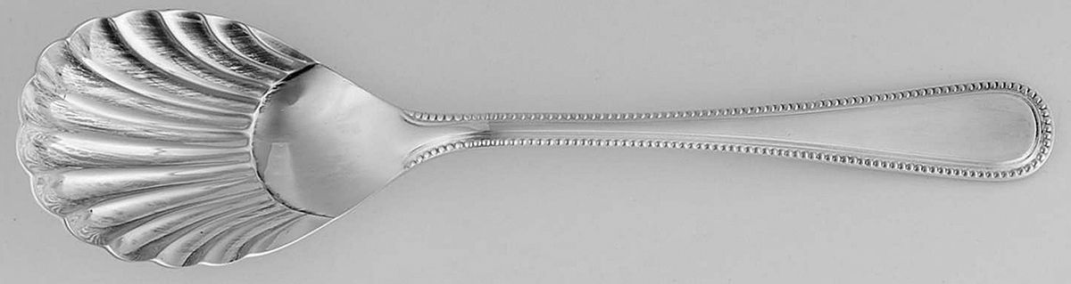 Bead (Sterling) Sugar Shell Spoon by R. Carrs (England)-1