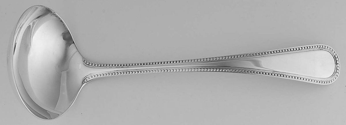 Bead (Sterling) Solid Gravy Ladle by R. Carrs (England)-1