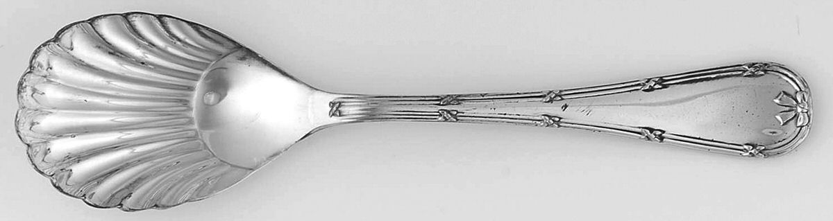 English Reed & Ribbon (Sterling) Sugar Shell Spoon by R. Carrs (England)-1