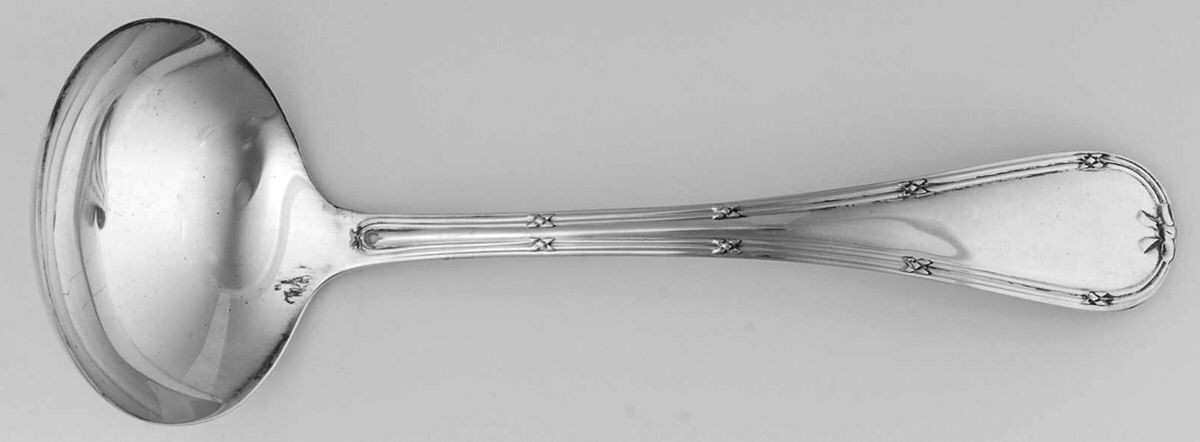 English Reed & Ribbon (Sterling) Solid Gravy Ladle by R. Carrs (England)-1