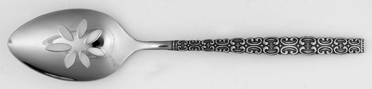 Royal Scroll (Stainless) Pierced Tablespoon (Serving Spoon) by Continental Silver-1