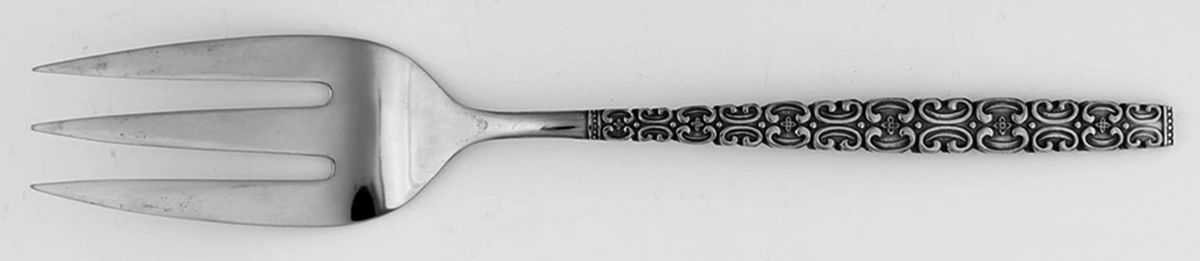 Royal Scroll (Stainless) Medium Solid Cold Meat Serving Fork by Continental Silver-1