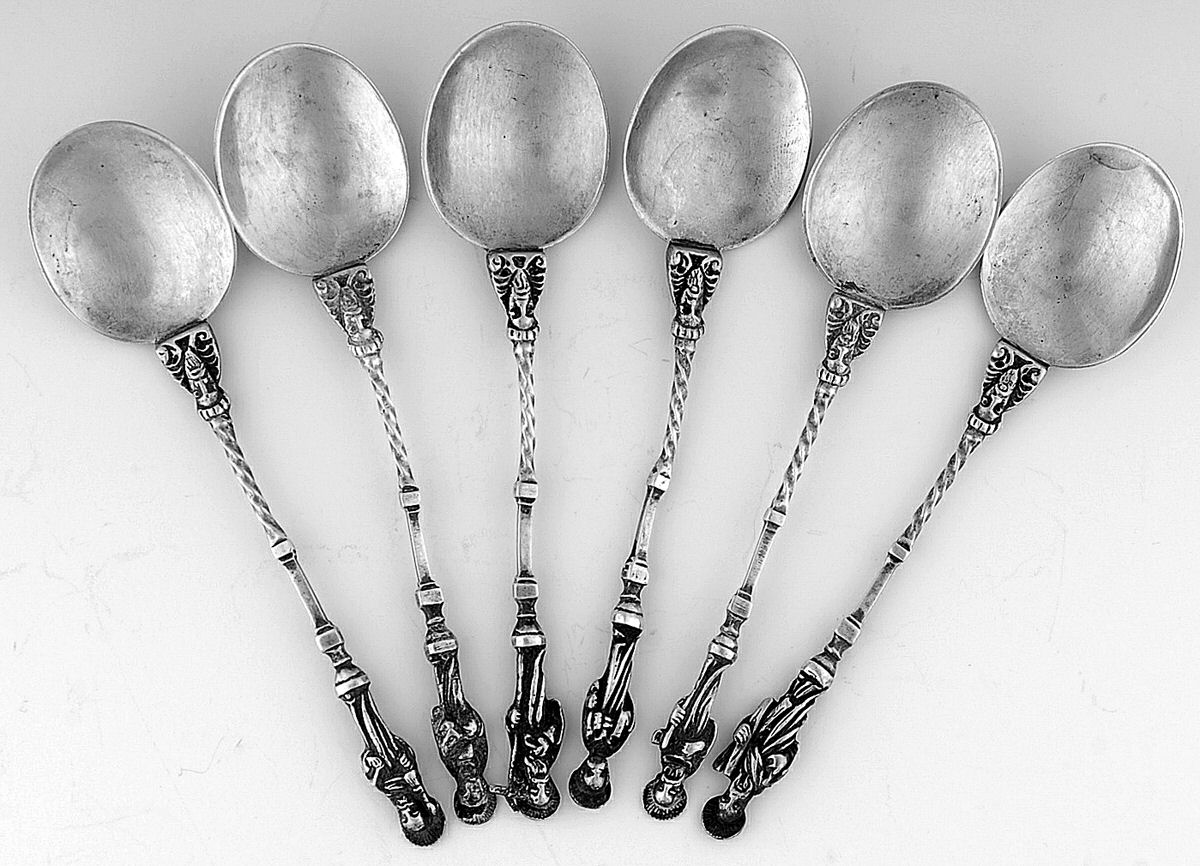 Coin Silver Flatware (Set of 6) Demitasse Spoons by Misc Coin Silver Mfg-1