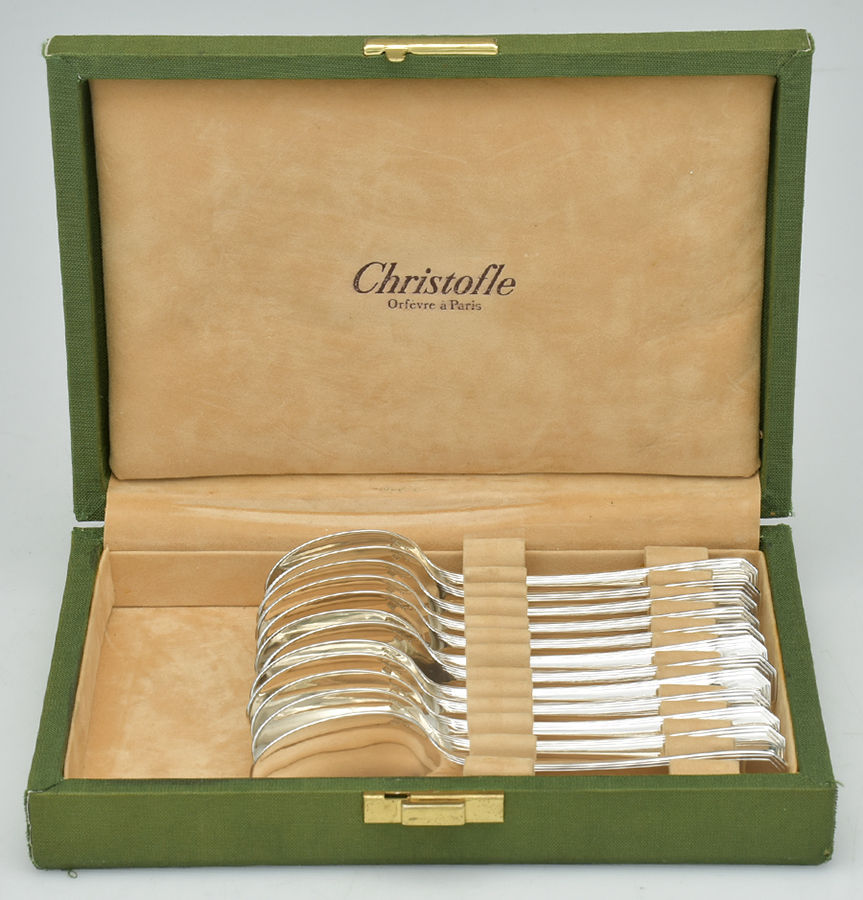 America (Silverplate, 1933) Tea/Five O'Clock Spoon - Set of 12 with Case by Christofle France-1