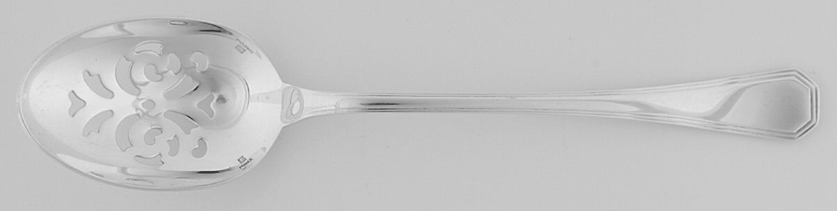 America (Silverplate, 1933) Pierced Solid Serving Spoon by Christofle France-1