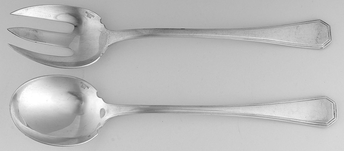 America (Silverplate, 1933) (2 Pc) Solid Salad Set by Christofle France-1