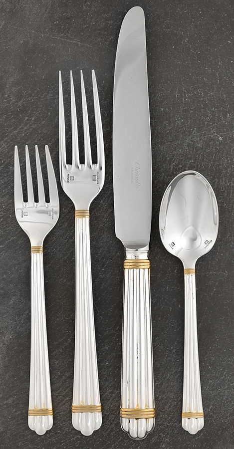 Aria Gold (Silverplate, Gold Accent) 4 Piece Place Setting by Christofle France-1