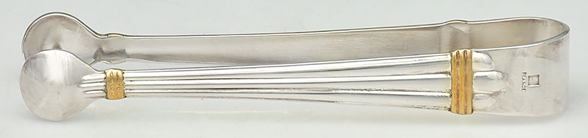 Aria Gold (Silverplate, Gold Accent) Sugar Tongs by Christofle France-1