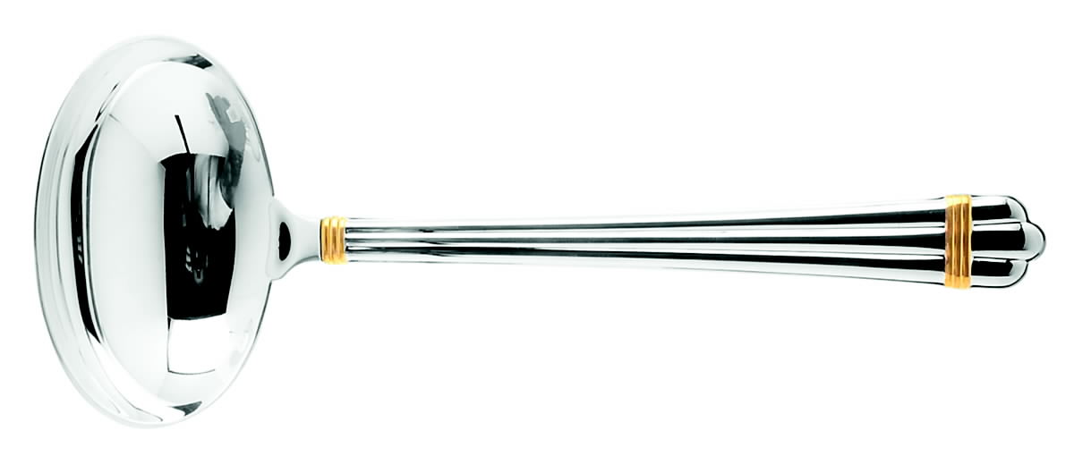 Aria Gold (Silverplate, Gold Accent) Solid Gravy Ladle by Christofle France-1