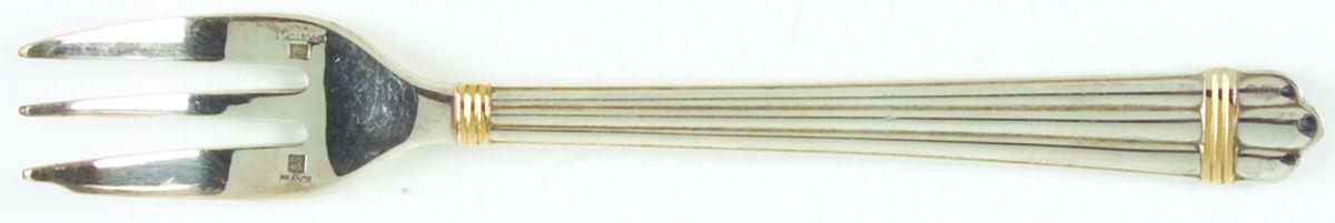 Aria Gold (Silverplate, Gold Accent) Pastry Fork by Christofle France-1