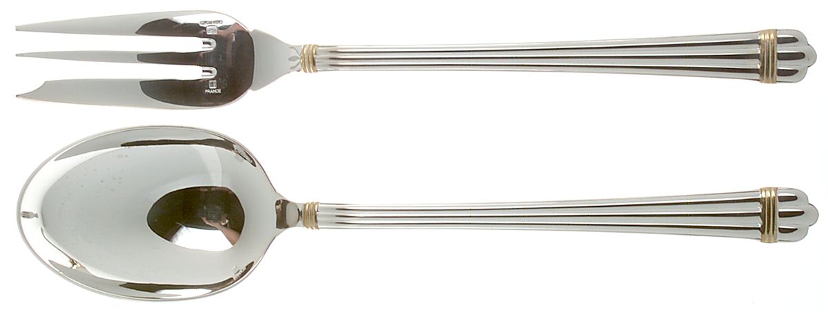 Aria Gold (Silverplate, Gold Accent) Solid Serving Set by Christofle France-1