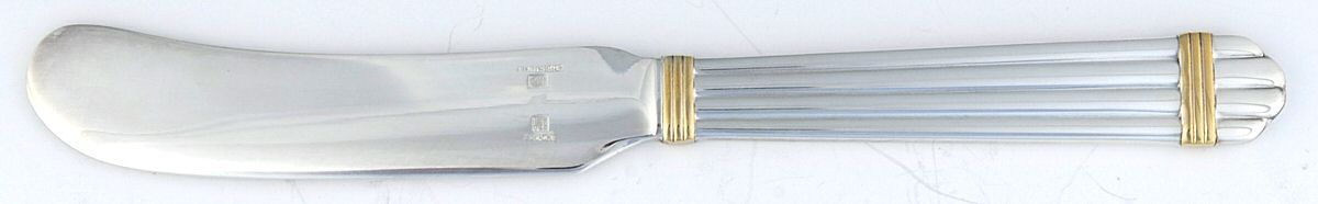 Aria Gold (Silverplate, Gold Accent) Flat Handle Butter Spreader by Christofle France-1