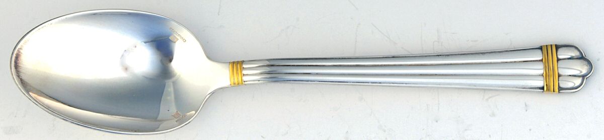 Aria Gold (Silverplate, Gold Accent) Dessert/Oval Soup Spoon by Christofle France-1