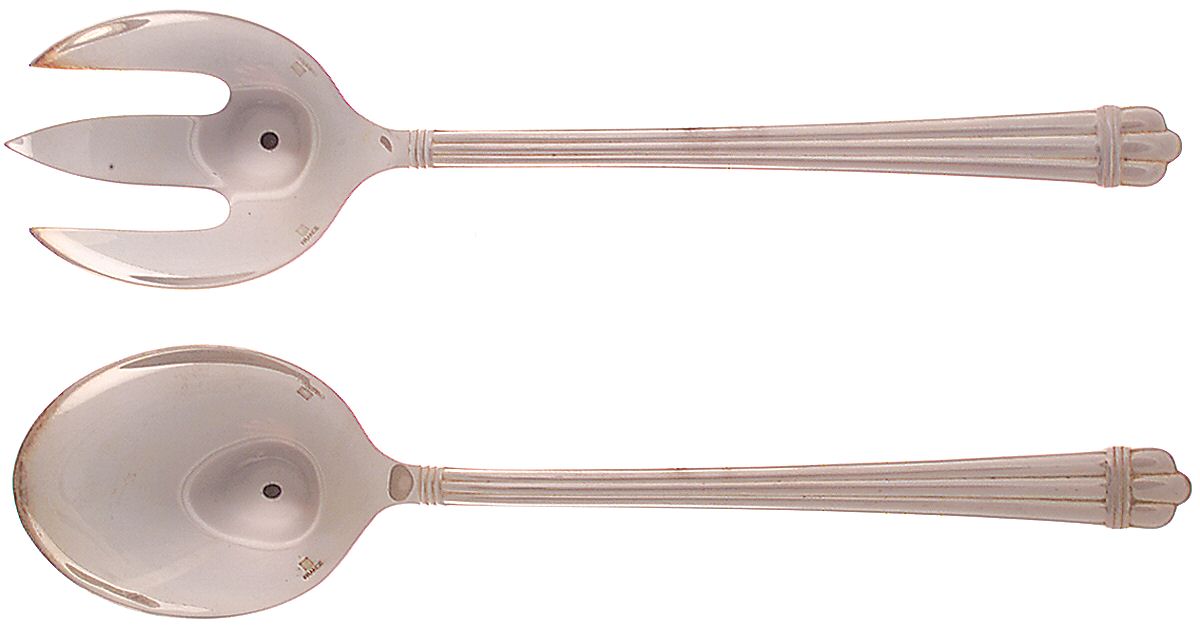 Aria Gold (Silverplate, Gold Accent) (2 Pc) Solid Salad Set by Christofle France-1