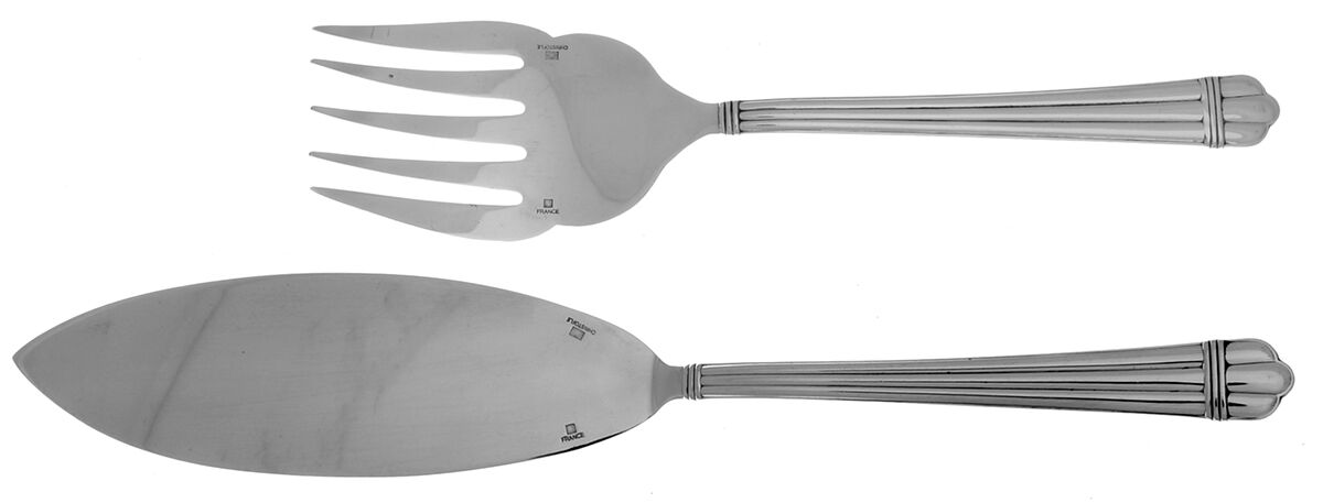 Aria (Silverplate, 1984) 2 Piece Large Solid Fish Serving Set (FFS,FKSM1) by Christofle France-1