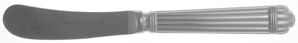 Aria (Sterling) Butter Spreader Hollow Hdl-Paddle/Stainless Blade by Christofle France-1