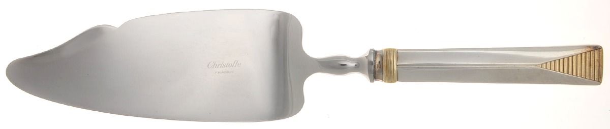 Atlantide Gold (Silverplate, Gold Accent) Pie & Cake Server with Stainless Blade by Christofle France-1
