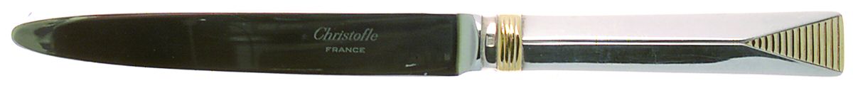 Atlantide Gold (Silverplate, Gold Accent) Dessert Knife with Stainless Blade by Christofle France-1
