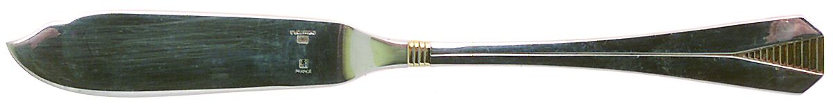 Atlantide Gold (Silverplate, Gold Accent) Individual Solid Fish Knife by Christofle France-1
