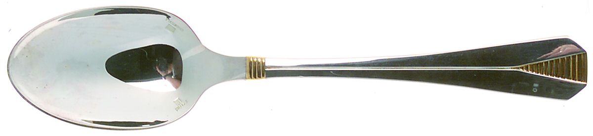 Atlantide Gold (Silverplate, Gold Accent) Place/Oval Soup Spoon by Christofle France-1