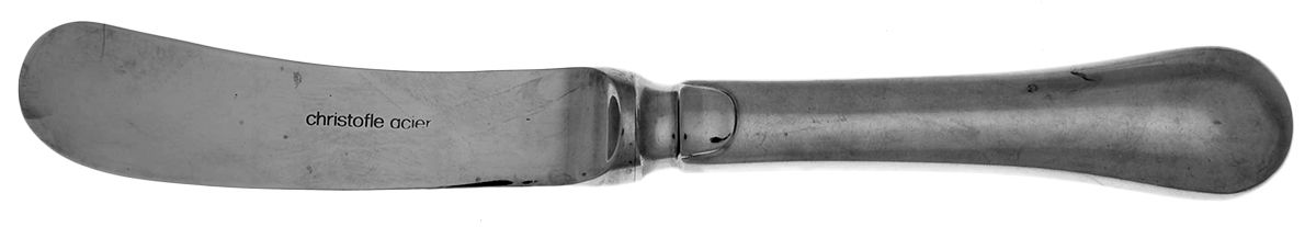 Berry (Stainless) Butter Spreader Hollow Hdl-Paddle/Stainless Blade by Christofle France-1