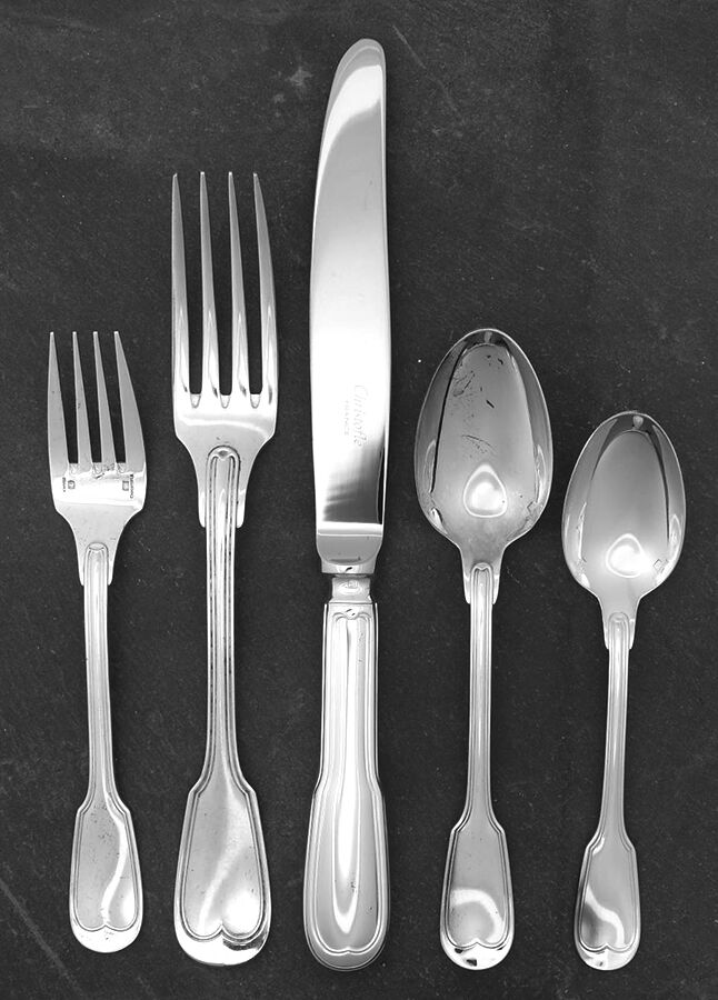 Chinon (Silverplate, 1862) 5 Piece Place Setting by Christofle France-1