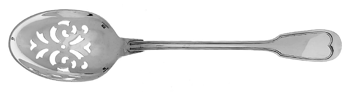 Chinon (Silverplate, 1862) Pierced Solid Serving Spoon by Christofle France-1