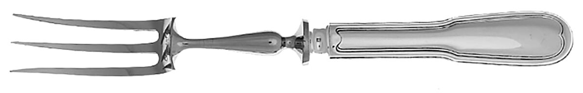 Chinon (Silverplate, 1862) Large Stainless-Prong Roast Carving Fork by Christofle France-1
