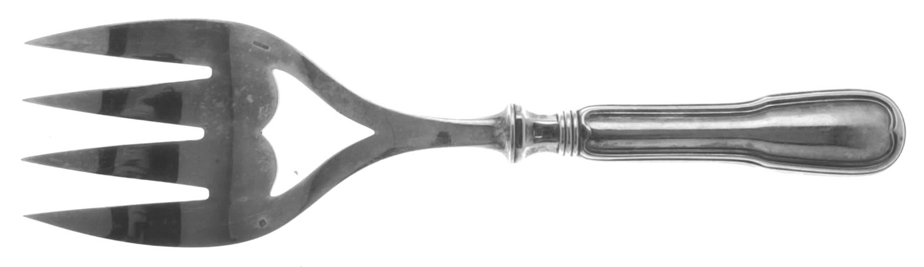 Chinon (Silverplate, 1862) Hollow Handle Fish Serving Fork, Silverplate Tines by Christofle France-1