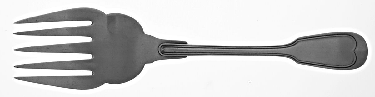 Chinon (Silverplate, 1862) Large Solid Fish Serving Fork by Christofle France-1