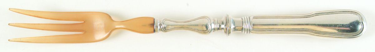 Chinon (Silverplate, 1862) Salad Serving Fork with Horn Tines by Christofle France-1