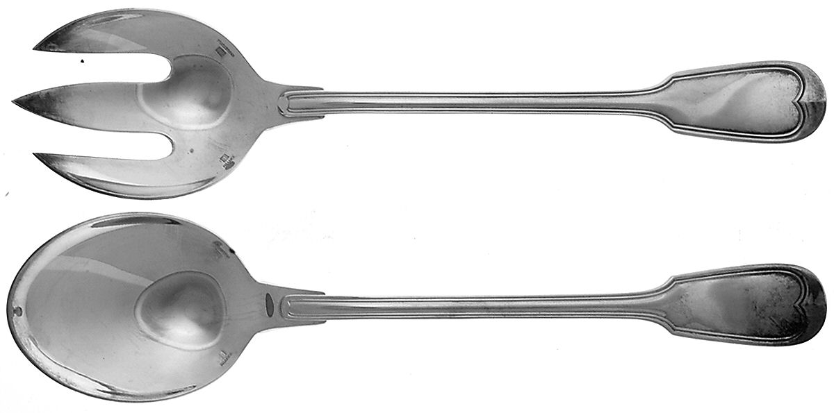 Chinon (Silverplate, 1862) (2 Pc) Solid Salad Set by Christofle France-1