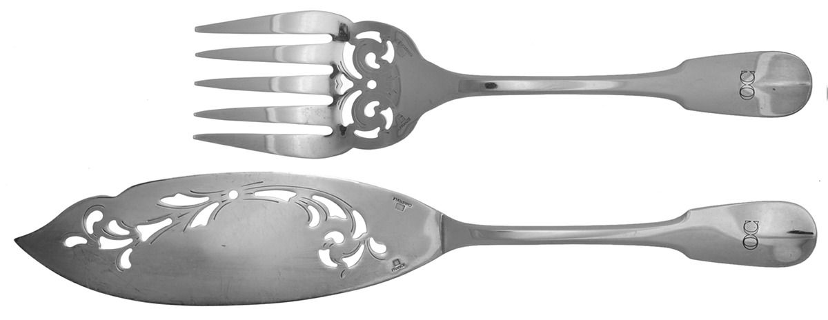 Cluny (Silverplate, 1963) Large Pierced Fiash Serving Set by Christofle France-1