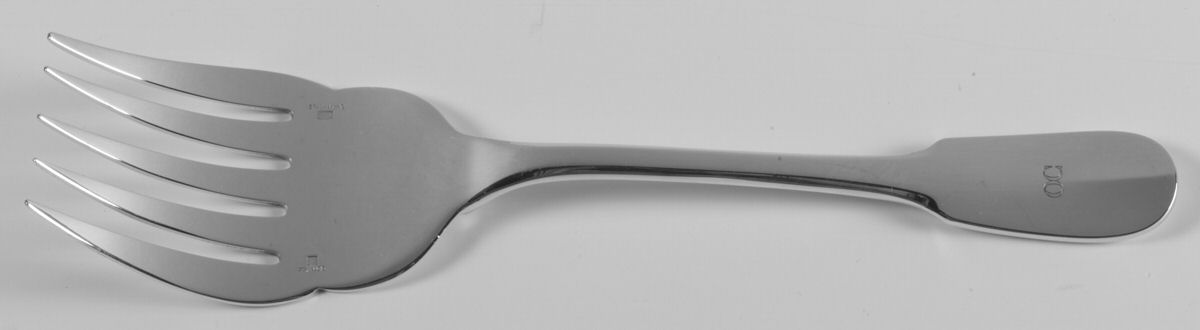 Cluny (Silverplate, 1963) Large Solid Fish Serving Fork by Christofle France-1