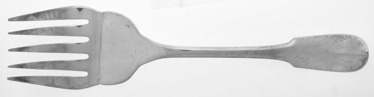 Cluny (Silverplate, 1963) Large Solid Fish Serving Fork by Christofle France-1