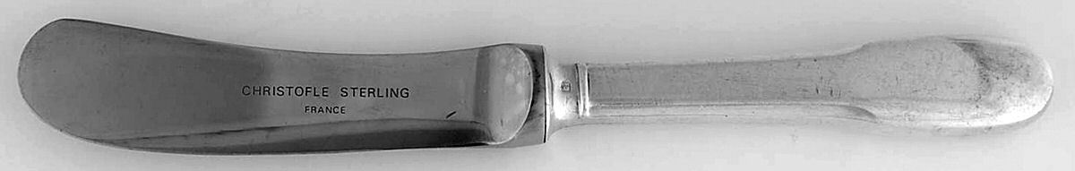Cluny (Sterling) Butter Spreader Hollow Hdl-Paddle/Stainless Blade by Christofle France-1