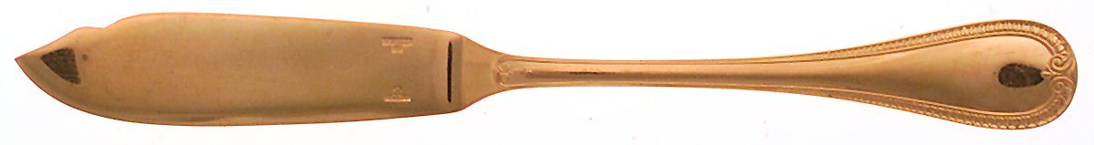 Malmaison-Gold (Gold Electroplate) Individual Solid Fish Knife by Christofle France-1