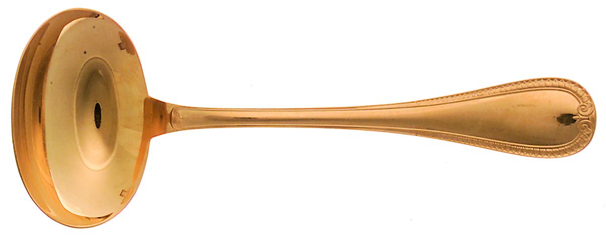 Malmaison-Gold (Gold Electroplate) Solid Gravy Ladle by Christofle France-1