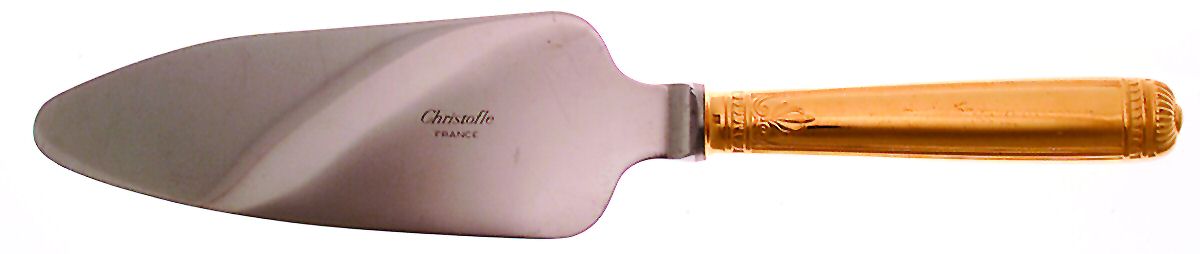 Malmaison-Gold (Gold Electroplate) Pie Server with Stainless Blade by Christofle France-1
