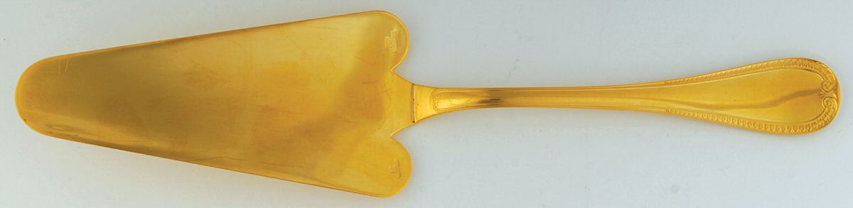 Malmaison-Gold (Gold Electroplate) Solid Pie Server by Christofle France-1