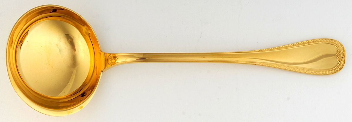 Malmaison-Gold (Gold Electroplate) Dessert Ladle, Solid Piece by Christofle France-1