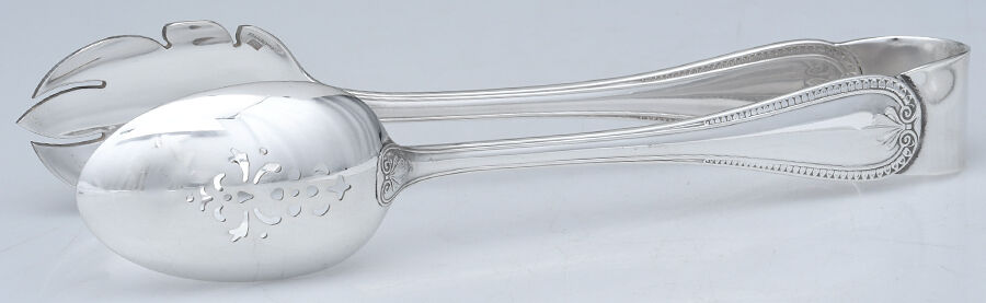 Malmaison (Silverplate, 1967) Ice Serving Tongs Large HC by Christofle France-1