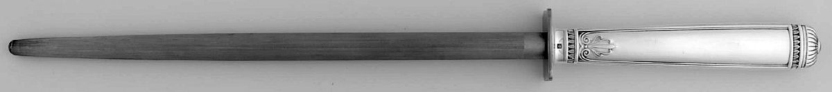 Malmaison (Silverplate, 1967) Large Roast Steel Rod Knife Sharpener by Christofle France-1