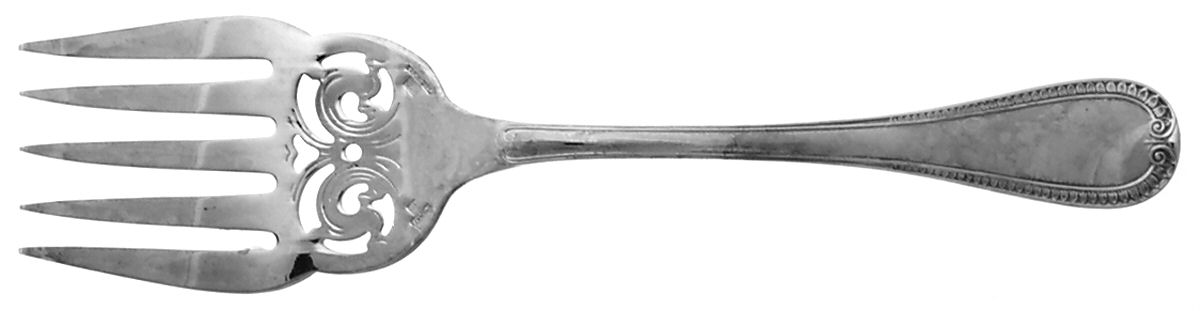 Malmaison (Silverplate, 1967) Large Solid Fish Serving Fork by Christofle France-1