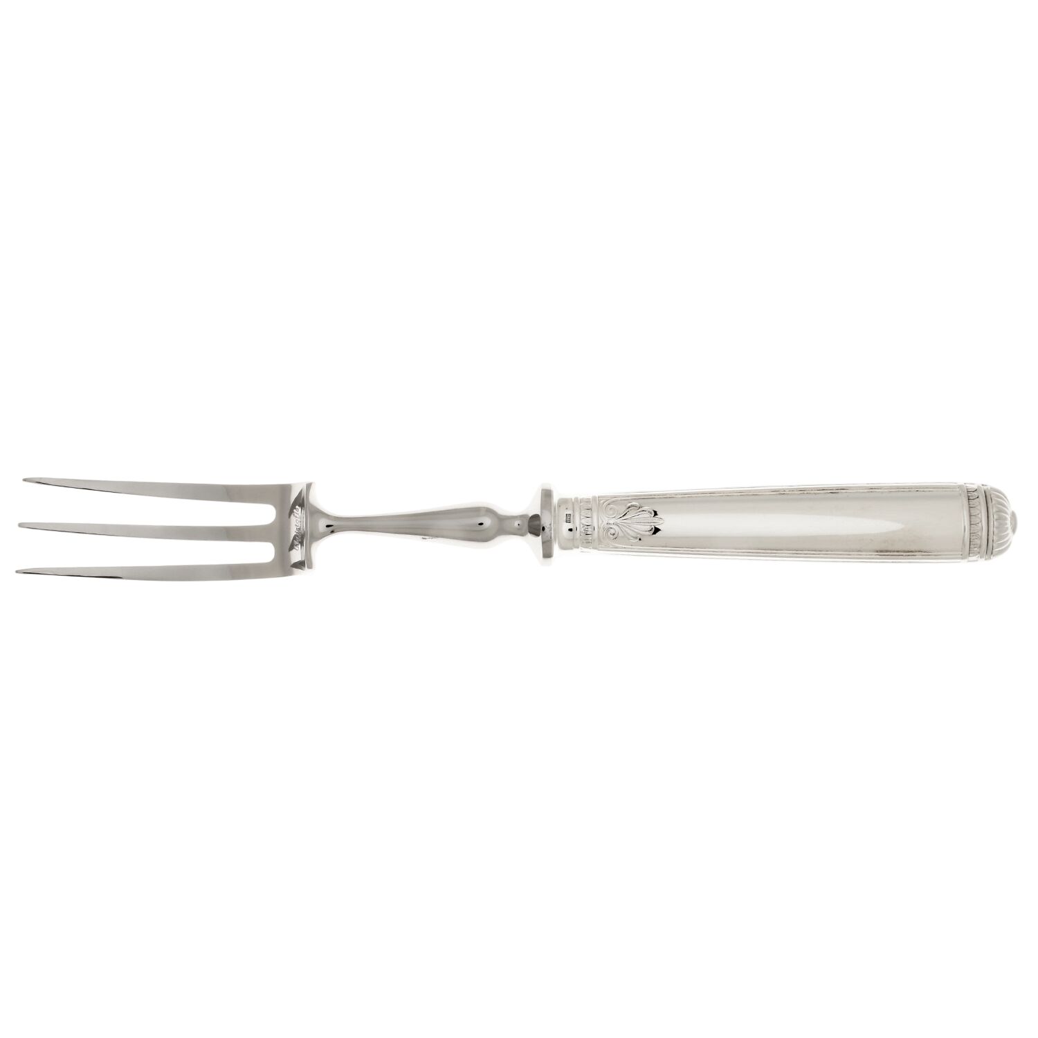 Malmaison (Sterling) Large Stainless-Prong Roast Carving Fork by Christofle France-1