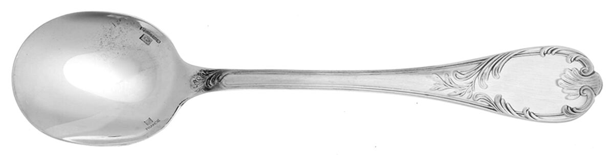Marly (Silverplate, Satin Handle) Round Bowl Soup Spoon (Cream Soup) HC by Christofle France-1