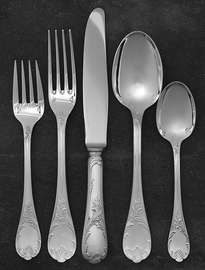 Marly (Silverplate, Satin Handle) 5 Piece Place Setting by Christofle France-1