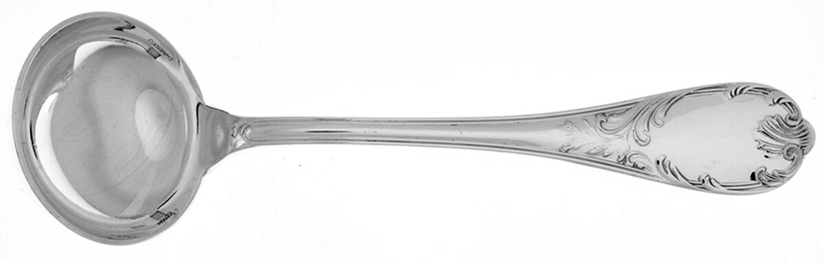 Marly (Silverplate, Satin Handle) Solid Piece Cream Ladle by Christofle France-1
