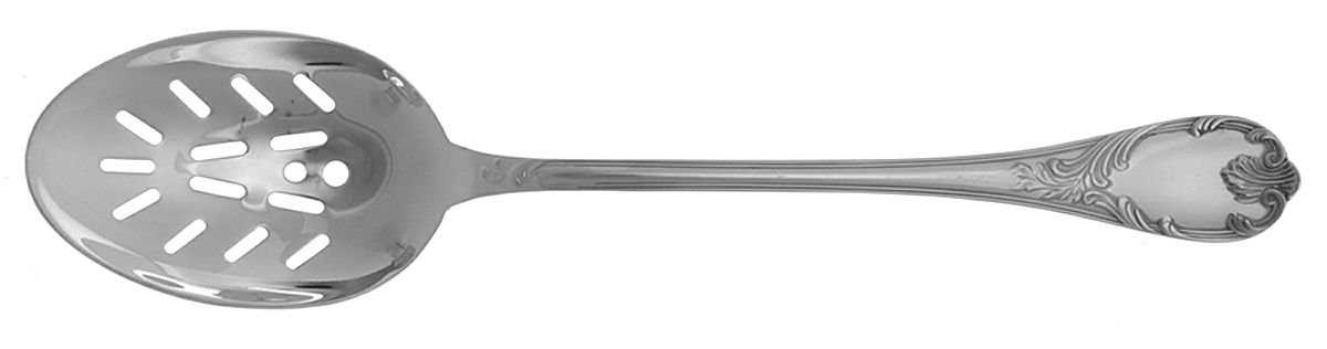 Marly (Silverplate, Satin Handle) Pierced Solid Serving Spoon by Christofle France-1